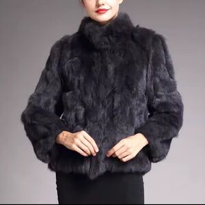 Women's Real Black Fur Jacket (dark gray)